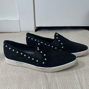 Karl Lagerfeld suede and pearl loafers